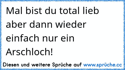 Mal bist du total lieb aber dann wieder einfach nur ein Arschloch!