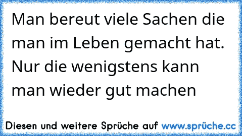 Man bereut viele Sachen die man im Leben gemacht hat. Nur die wenigstens kann man wieder gut machen