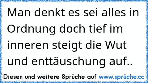 Man denkt es sei alles in Ordnung doch tief im inneren steigt die Wut und enttäuschung auf..