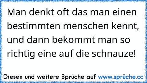 Man denkt oft das man einen bestimmten menschen kennt, und dann bekommt man so richtig eine auf die schnauze!