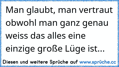 Man glaubt, man vertraut obwohl man ganz genau   weiss das alles eine einzige große Lüge ist...