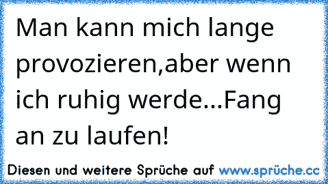 Man kann mich lange provozieren,aber wenn ich ruhig werde...Fang an zu laufen!