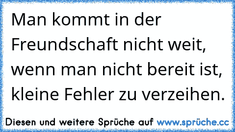 Man kommt in der Freundschaft nicht weit, wenn man nicht bereit ist, kleine Fehler zu verzeihen.