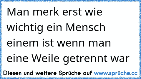 Man merk erst wie wichtig ein Mensch einem ist wenn man eine Weile getrennt war ♥ ♥