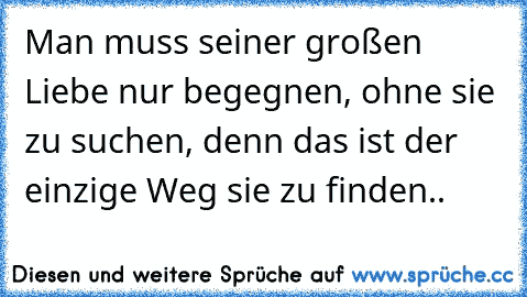 Man muss seiner großen Liebe nur begegnen, ohne sie zu suchen, denn das ist der einzige Weg sie zu finden..♥