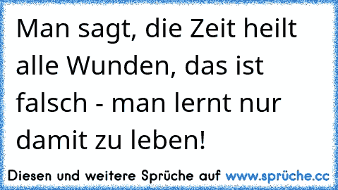 Man sagt, die Zeit heilt alle Wunden, das ist falsch - man lernt nur damit zu leben!