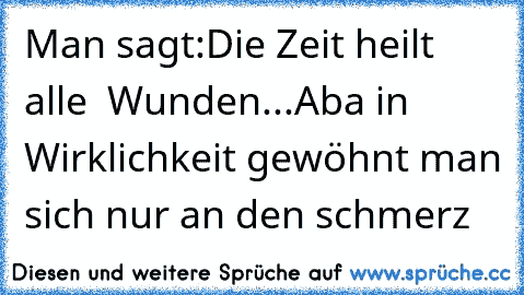 Man sagt:
Die Zeit heilt alle  Wunden...
Aba in Wirklichkeit gewöhnt man sich nur an den schmerz