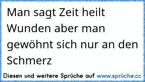 Man sagt Zeit heilt Wunden aber man gewöhnt sich nur an den Schmerz