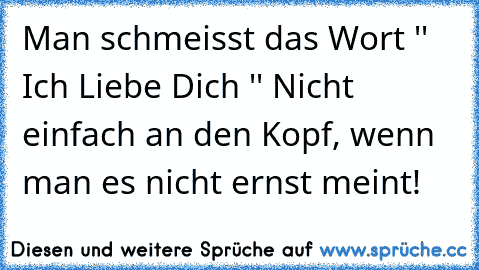 Man schmeisst das Wort '' Ich Liebe Dich '' Nicht einfach an den Kopf, wenn man es nicht ernst meint!