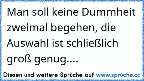 Man soll keine Dummheit zweimal begehen, die Auswahl ist schließlich groß genug....