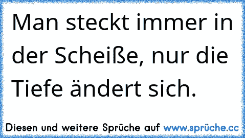 Man steckt immer in der Scheiße, nur die Tiefe ändert sich.