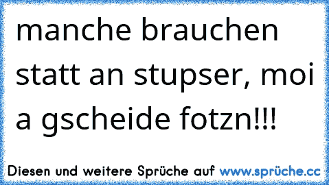 manche brauchen statt an stupser, moi a gscheide fotzn!!!