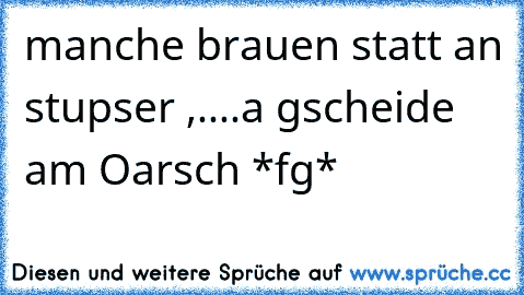 manche brauen statt an stupser ,....a gscheide am Oarsch *fg*