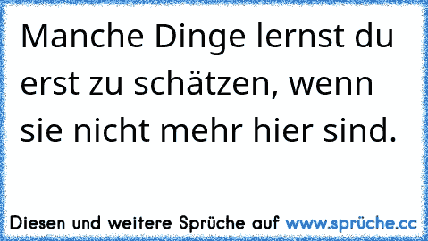 Manche Dinge lernst du erst zu schätzen, wenn sie nicht mehr hier sind.