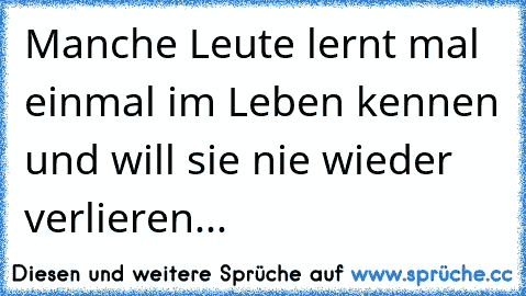 Manche Leute lernt mal einmal im Leben kennen und will sie nie wieder verlieren... 