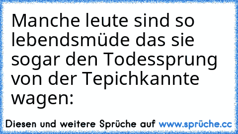 Manche leute sind so lebendsmüde das sie sogar den Todessprung von der Tepichkannte wagen
:•