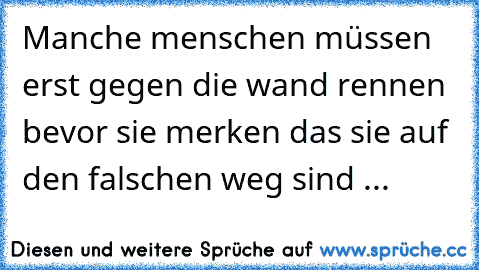 Manche menschen müssen erst gegen die wand rennen bevor sie merken das sie auf den falschen weg sind ...