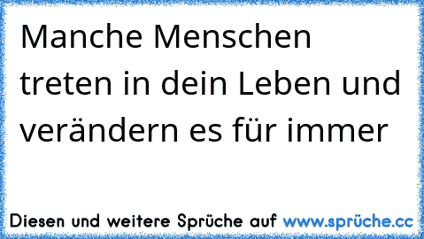 Manche Menschen treten in dein Leben und verändern es für immer 