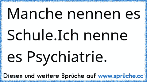 Manche nennen es Schule.
Ich nenne es Psychiatrie.