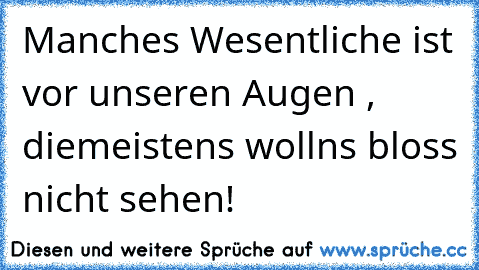 Manches Wesentliche ist vor unseren Augen , diemeistens wollns bloss nicht sehen!