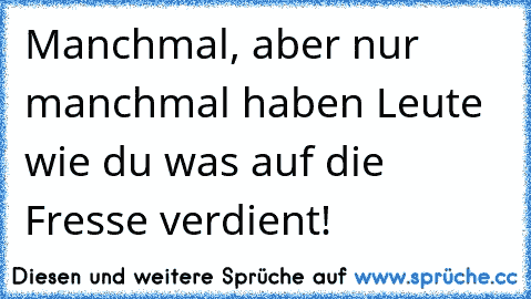 Manchmal, aber nur manchmal haben Leute wie du was auf die Fresse verdient!