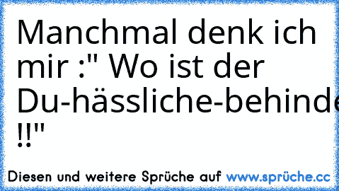 Manchmal denk ich mir :" Wo ist der Du-hässliche-behinderte-fette-Hure-ich-hoffe-der-nächste-Schwanz-an-dem-du-lutscht-bleibt-in-deinem-Hals-stecken-Button !!"