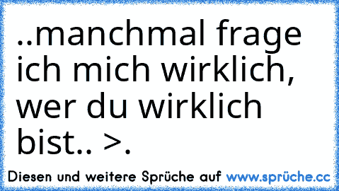 ..manchmal frage ich mich wirklich, wer du wirklich bist.. >.