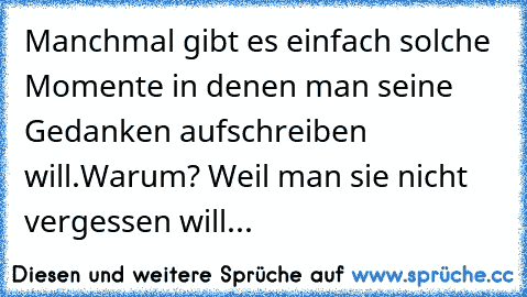 Manchmal gibt es einfach solche Momente in denen man seine Gedanken aufschreiben will.Warum? Weil man sie nicht vergessen will...