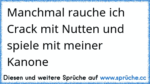 Manchmal rauche ich Crack mit Nutten und spiele mit meiner Kanone