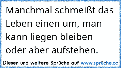 Manchmal schmeißt das Leben einen um, man kann liegen bleiben oder aber aufstehen.