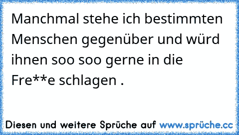 Manchmal stehe ich bestimmten Menschen gegenüber und würd ihnen soo soo gerne in die Fre**e schlagen .