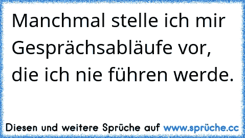 Manchmal stelle ich mir Gesprächsabläufe vor, die ich nie führen werde.