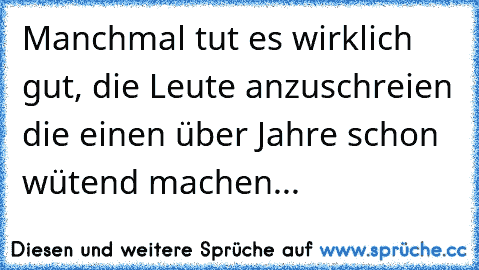 Manchmal tut es wirklich gut, die Leute anzuschreien die einen über Jahre schon wütend machen...