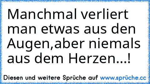 Manchmal verliert man etwas aus den Augen,
aber niemals aus dem Herzen...!