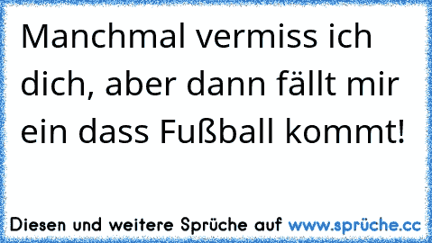 Manchmal vermiss ich dich, aber dann fällt mir ein dass Fußball kommt! ☺