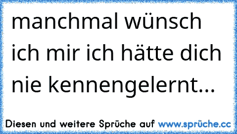 manchmal wünsch ich mir ich hätte dich nie kennengelernt...