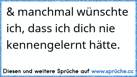 & manchmal wünschte ich, dass ich dich nie kennengelernt hätte.