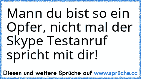 Mann du bist so ein Opfer, nicht mal der Skype Testanruf spricht mit dir!