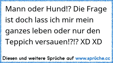 Mann oder Hund!? Die Frage ist doch lass ich mir mein ganzes leben oder nur den Teppich versauen!?!? XD XD