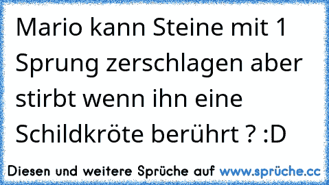 Mario kann Steine mit 1 Sprung zerschlagen aber stirbt wenn ihn eine Schildkröte berührt ? :D