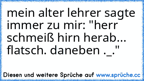 mein alter lehrer sagte immer zu mir: "herr schmeiß hirn herab... flatsch. daneben ._."