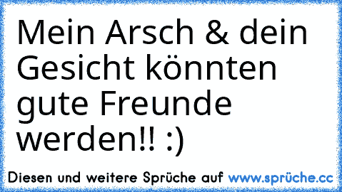 Mein Arsch & dein Gesicht könnten gute Freunde werden!! :)