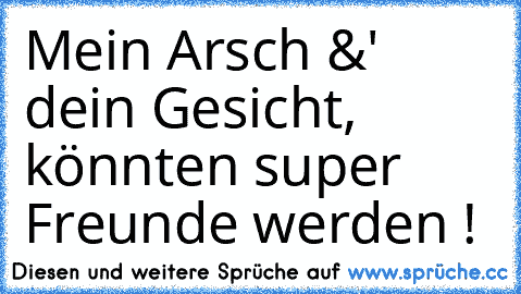 Mein Arsch &' dein Gesicht, könnten super Freunde werden !