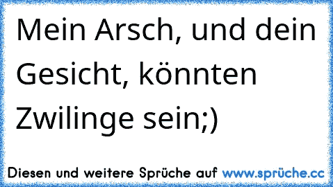 Mein Arsch, und dein Gesicht, könnten Zwilinge sein
;)