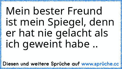 Mein bester Freund ist mein Spiegel, denn er hat nie gelacht als ich geweint habe .. ♥