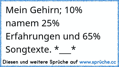 Mein Gehirn; 10% namem 25% Erfahrungen und 65% Songtexte. *___*