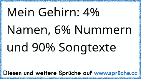 Mein Gehirn: 4% Namen, 6% Nummern und 90% Songtexte