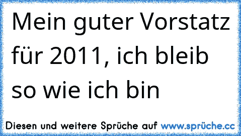 Mein guter Vorstatz für 2011, ich bleib so wie ich bin