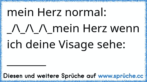 mein Herz normal: _/\_/\_/\_
mein Herz wenn ich deine Visage sehe: ________