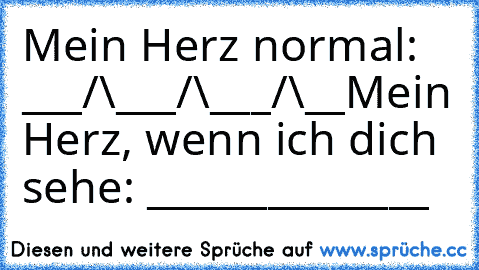 Mein Herz normal: ___/\___/\___/\__
Mein Herz, wenn ich dich sehe: ______________